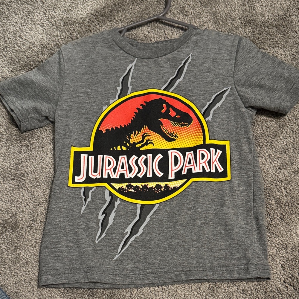 Jurassic Park Gray Graphic Tee - Yellow/Red Logo